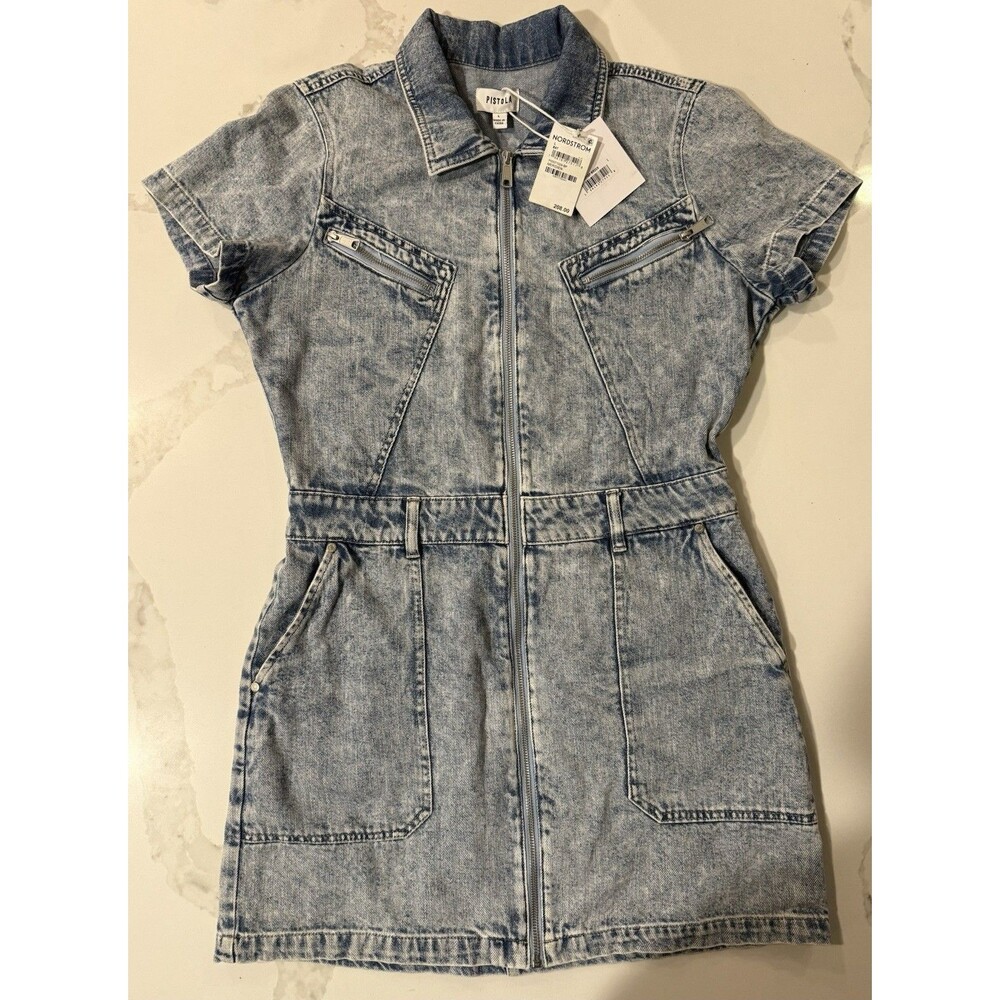 Pistola Brix Aviator Cotton Mini Dress Denim Jean Meridien Size Large NWT